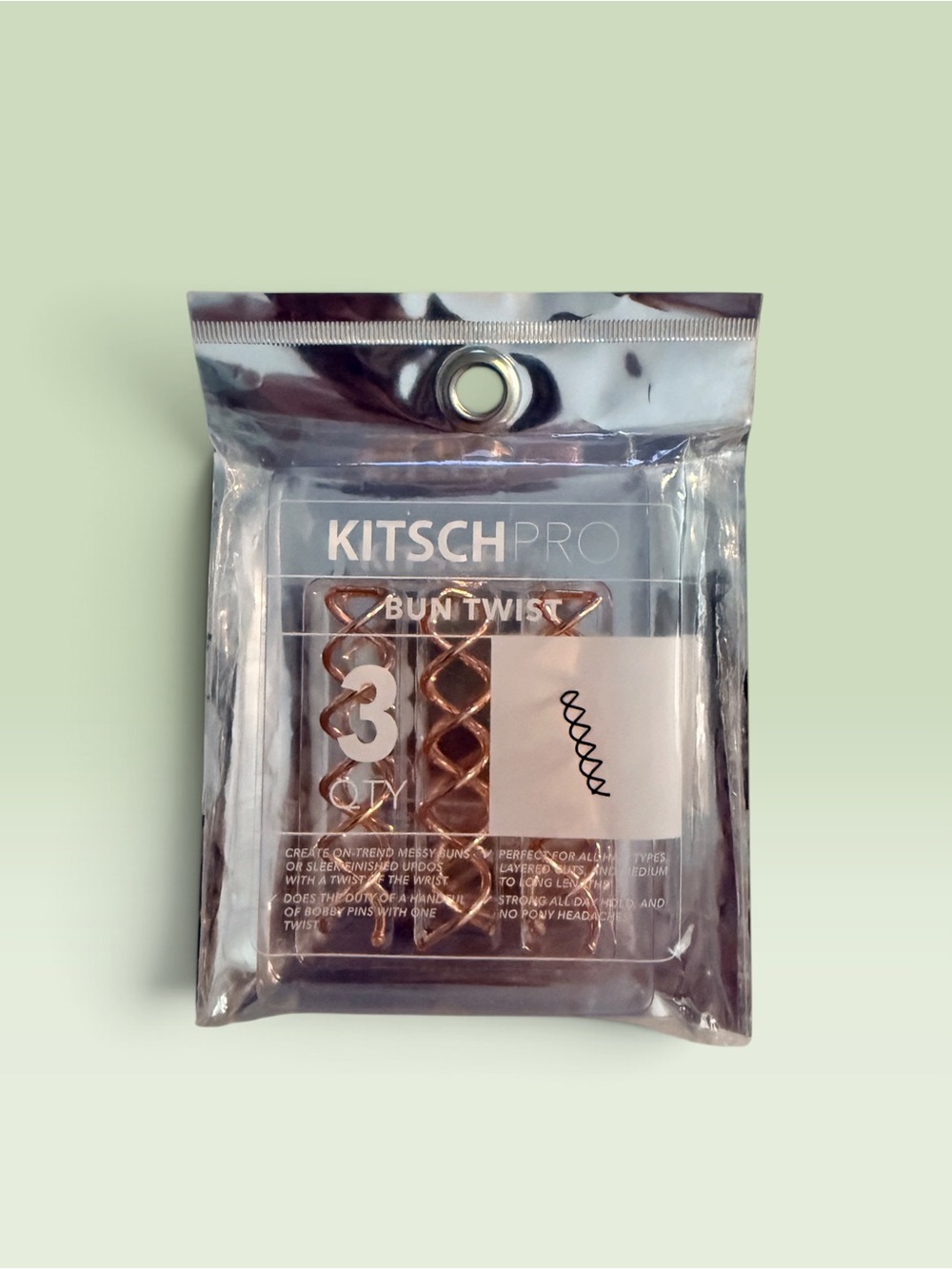 Kitsch Pro Bun Twist Spiral Hair Pins - Metallic Rose Gold (3 Pack) NWT